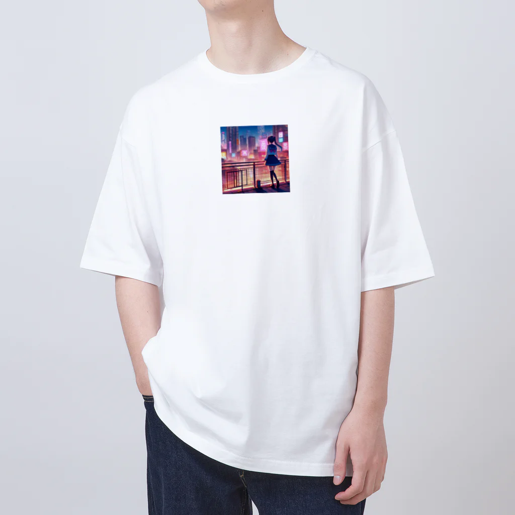 hestiaprayerのネオン街少女 Oversized T-Shirt