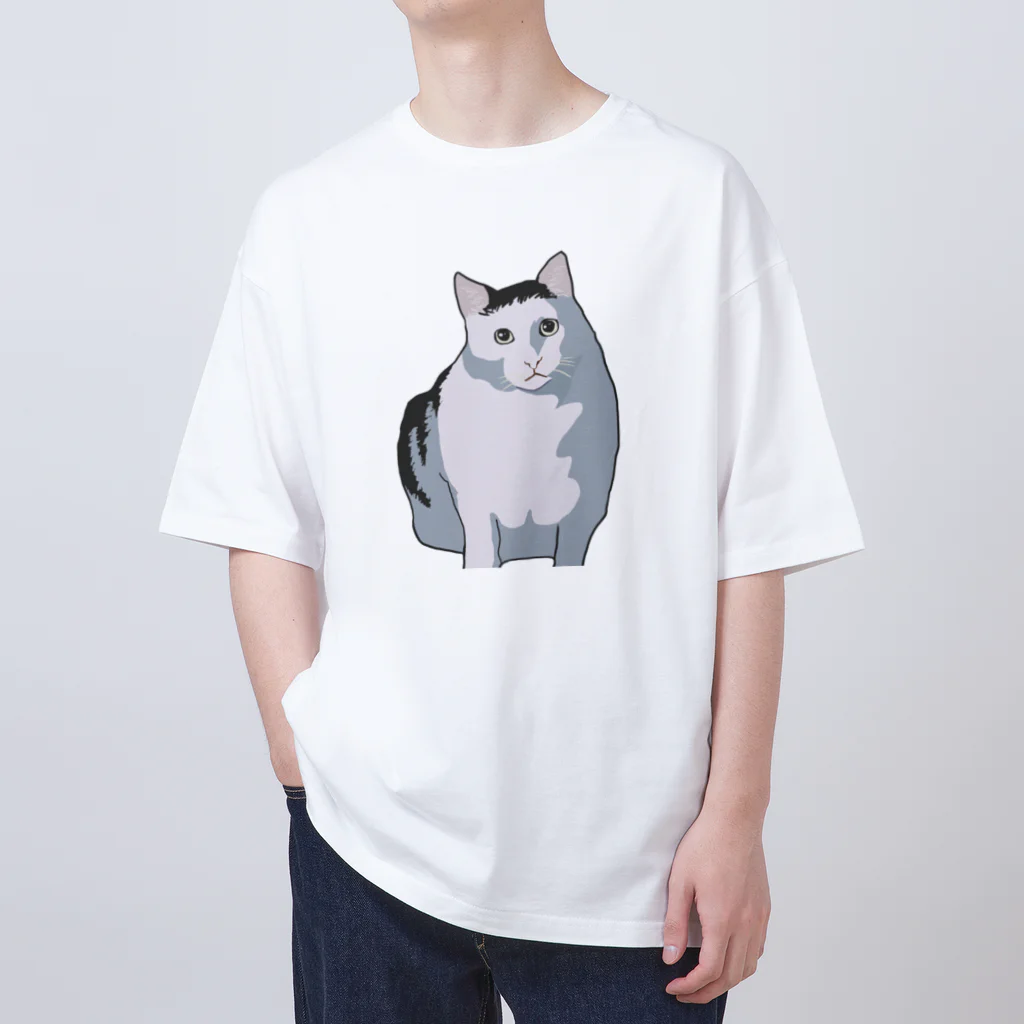 手書きイラストで猫ミームのhuhcat オーバーサイズTシャツ