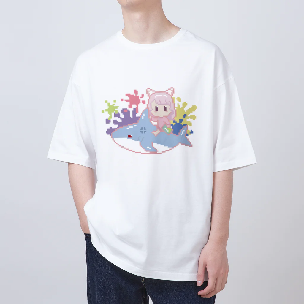 ナラといっしょ！のドット風サメ乗りナラ Oversized T-Shirt