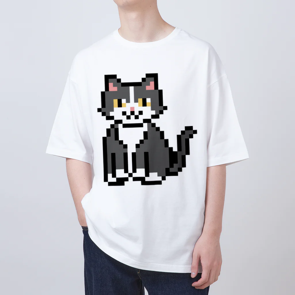 モチクマのハチワレ猫のドット絵 オーバーサイズTシャツ