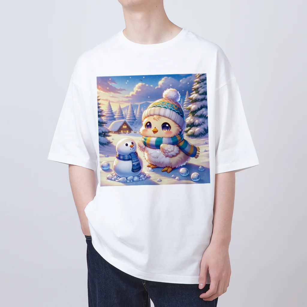 きっとカワイイ何でも図鑑の雪国のひよこ Oversized T-Shirt