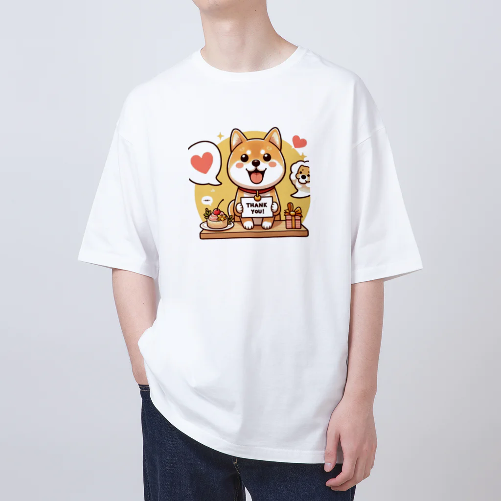 メアリーの可愛らしい表情の柴犬が感謝の気持ちを込めて Oversized T-Shirt