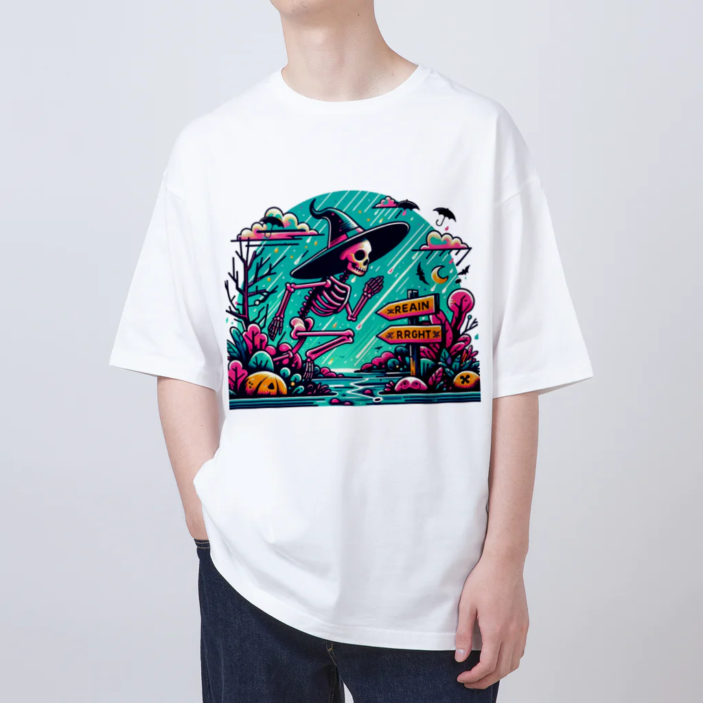 かるるんショップの骸骨紳士シリーズ　雨ニモマケズ、風ニモマケズ Oversized T-Shirt