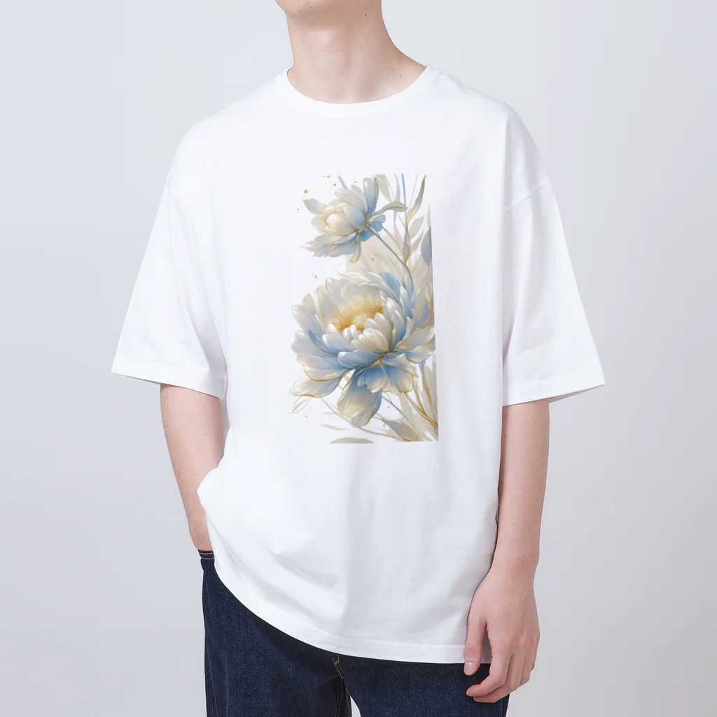 cute styleのLucky Flower Silver Blue Oversized T-Shirt