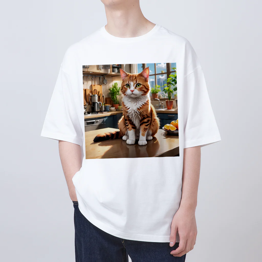 にゃんぼショップ🐈のごはんまちにゃんこ Oversized T-Shirt