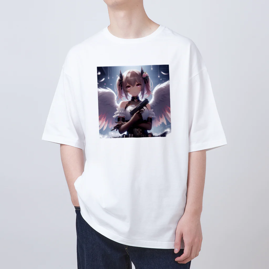 WakuWakustoreの堕天使少女ハンドガン オーバーサイズTシャツ