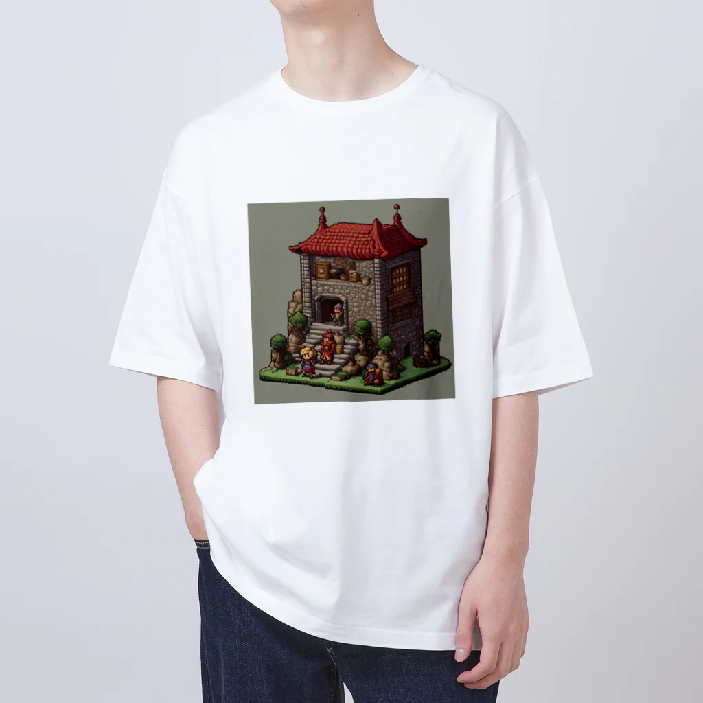 レトロゲームイラストのレトロゲードット絵ファミコン オーバーサイズTシャツ