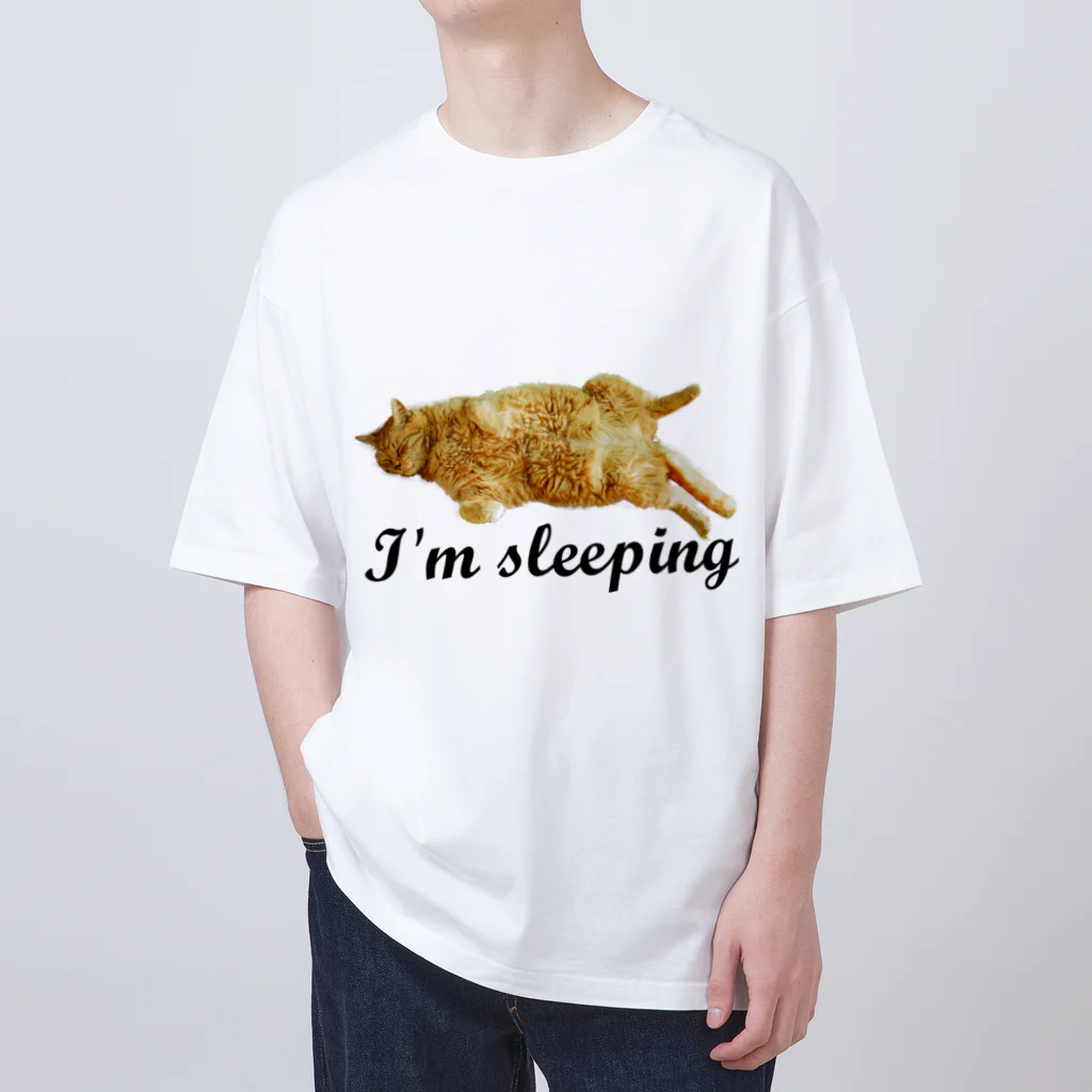 動物専門グッズ店 Global Buzz wordsの眠った猫グッズ2 オーバーサイズTシャツ