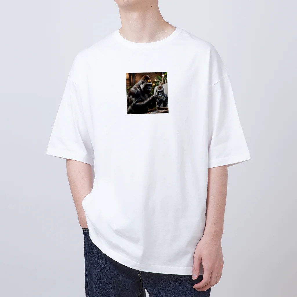 fumi_sportsの絵画人、ゴリラ オーバーサイズTシャツ