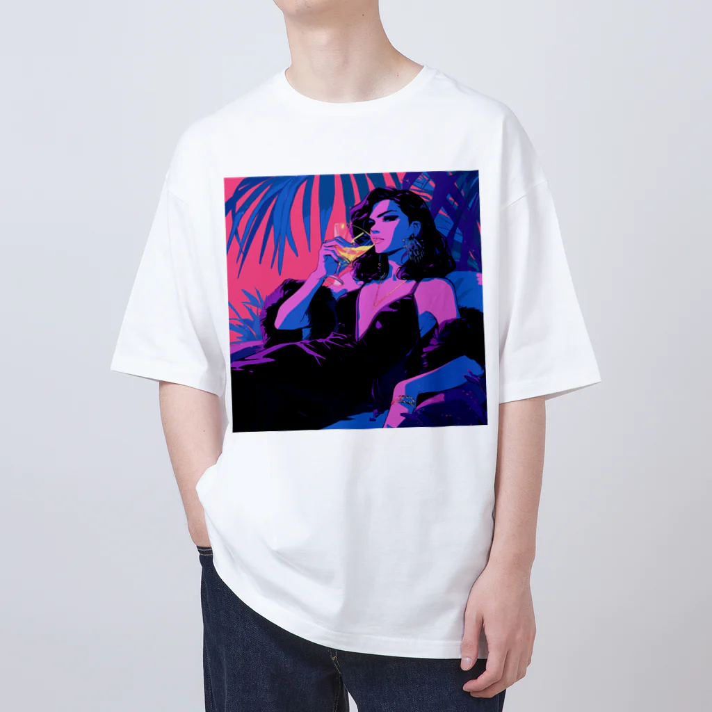 AQUAMETAVERSEのネオンナイトの華 Marsa 106 オーバーサイズTシャツ