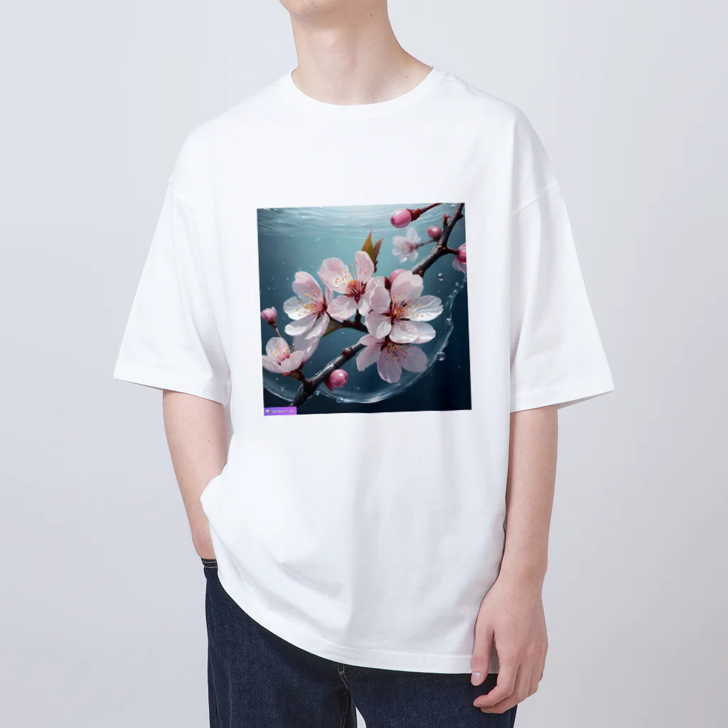 Navel Sky AIの水に咲く桜 オーバーサイズTシャツ