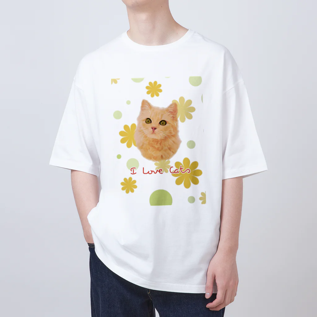 アニマルデザインはなのI love cat Oversized T-Shirt