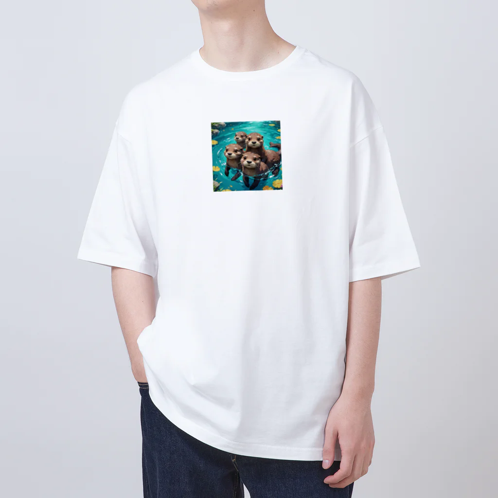 processorの水遊びする親子カワウソ Oversized T-Shirt