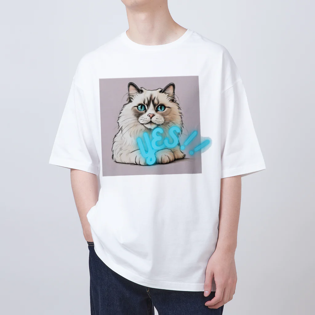 yae_8の猫　YES！！　おしゃれで前向きっぽい日常アイテム オーバーサイズTシャツ