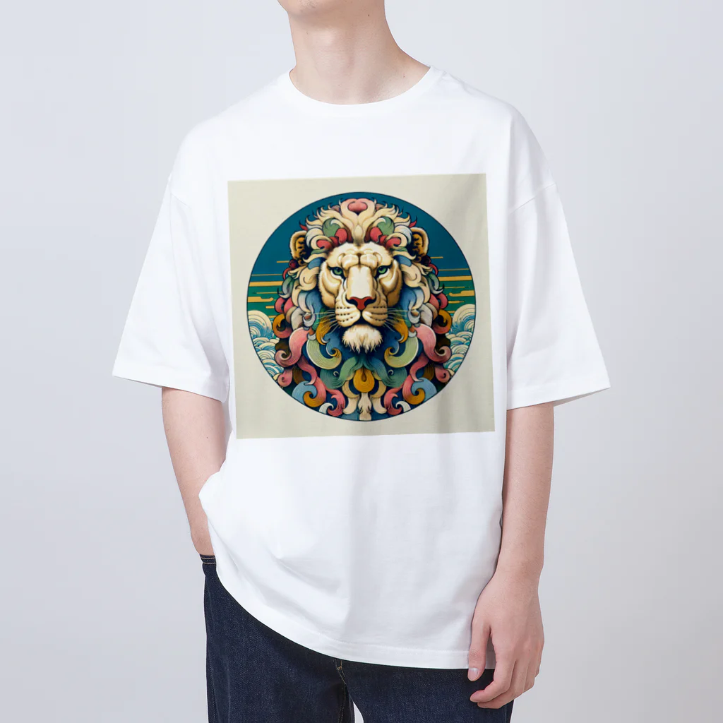 chaochao0701の浮世絵風　ライオン（顔）"Ukiyo-e style lion (face)."  "浮世繪風格的獅子（臉）。" Oversized T-Shirt