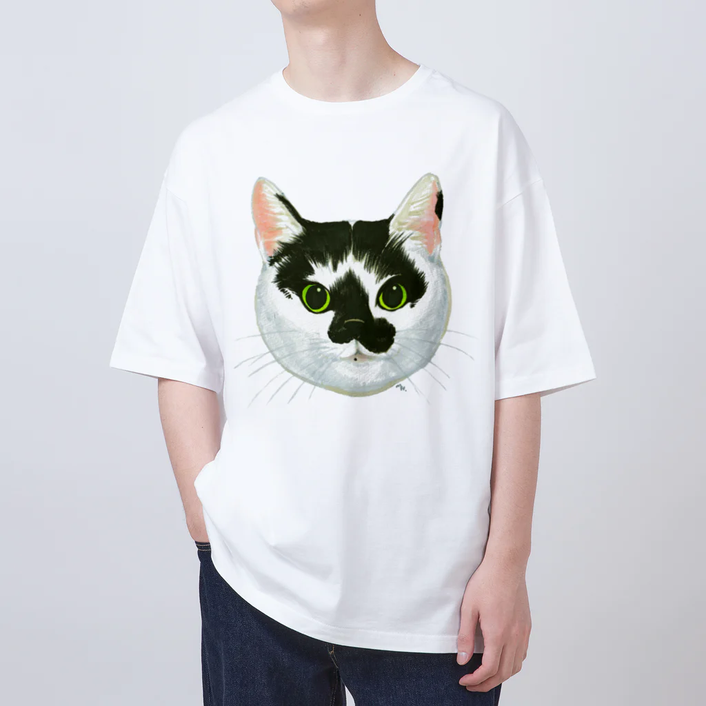 segasworksのねこさんのお顔（白黒ねこ） Oversized T-Shirt