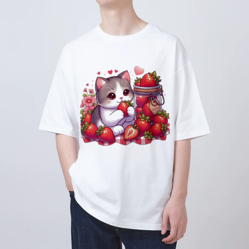 いちごと一緒🍓のいちごと猫シリーズ オーバーサイズTシャツ