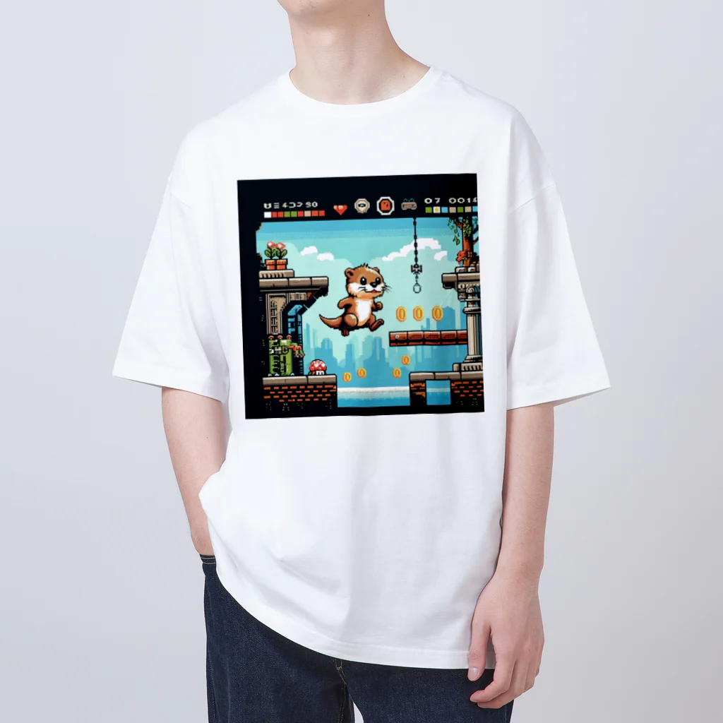 suke3kaku3のカワウソがゲームの世界に飛び込んだ！ オーバーサイズTシャツ