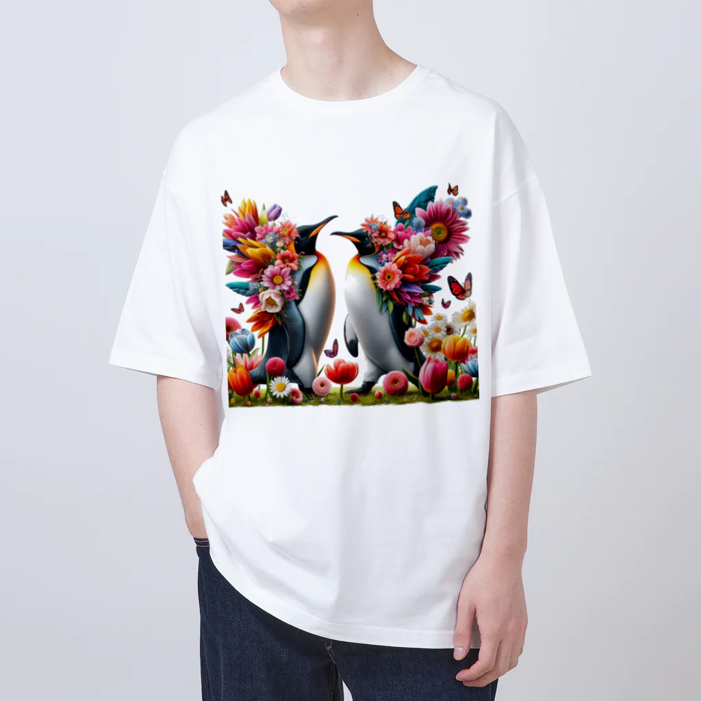 zenjoyのフラワーペンギン Oversized T-Shirt