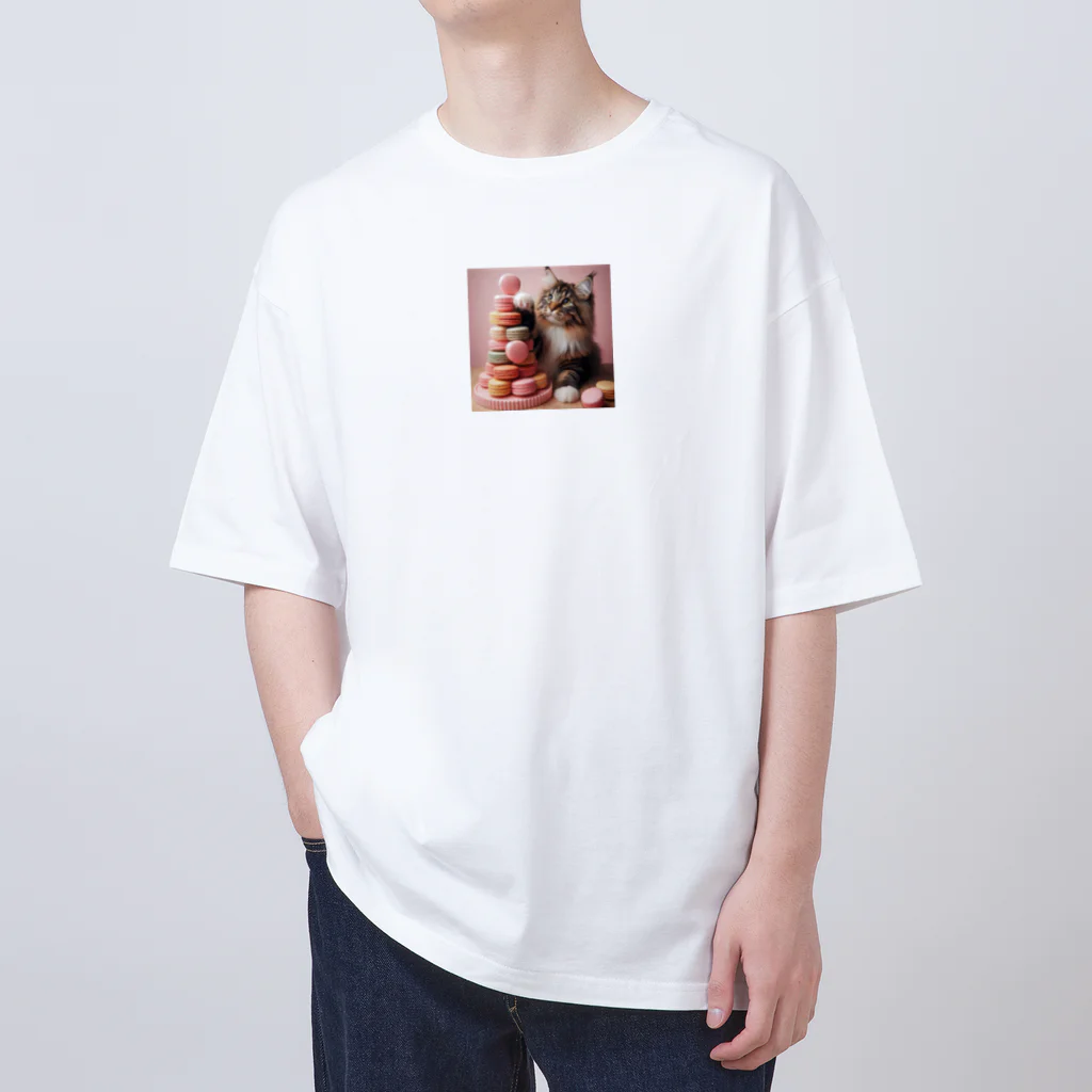 Y m @Y's shopの猫とマカロン Oversized T-Shirt