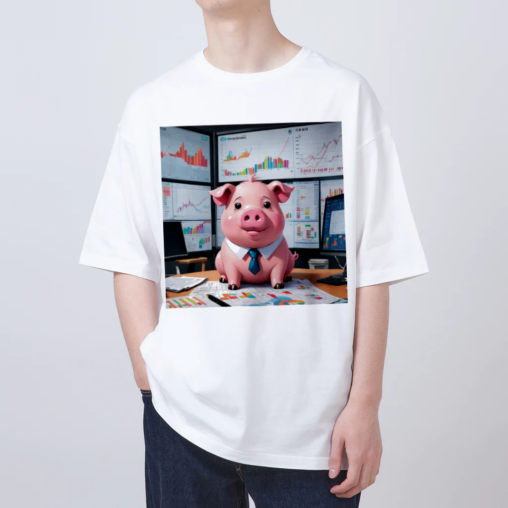 MTHの会社の財務状況を分析するミニブタ Oversized T-Shirt