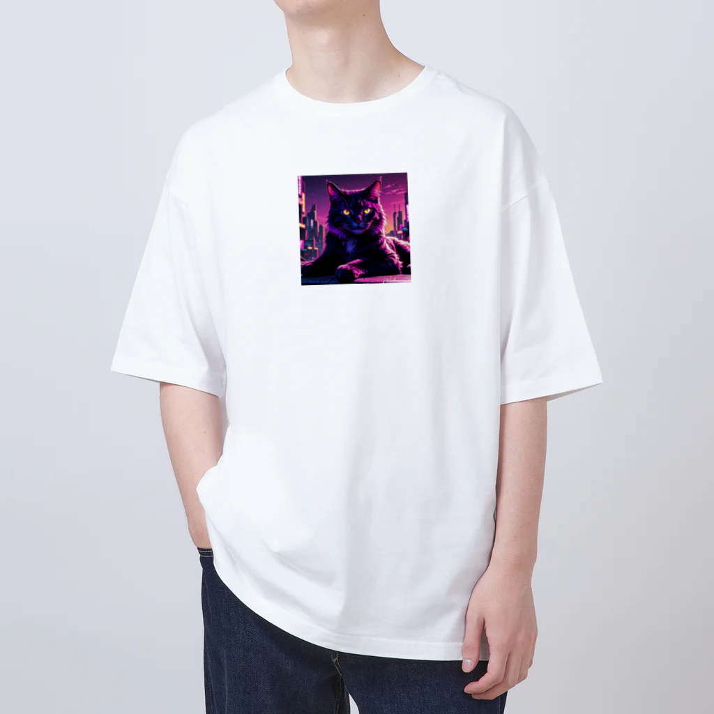 S Uの夜の静けさを満喫する猫 Oversized T-Shirt