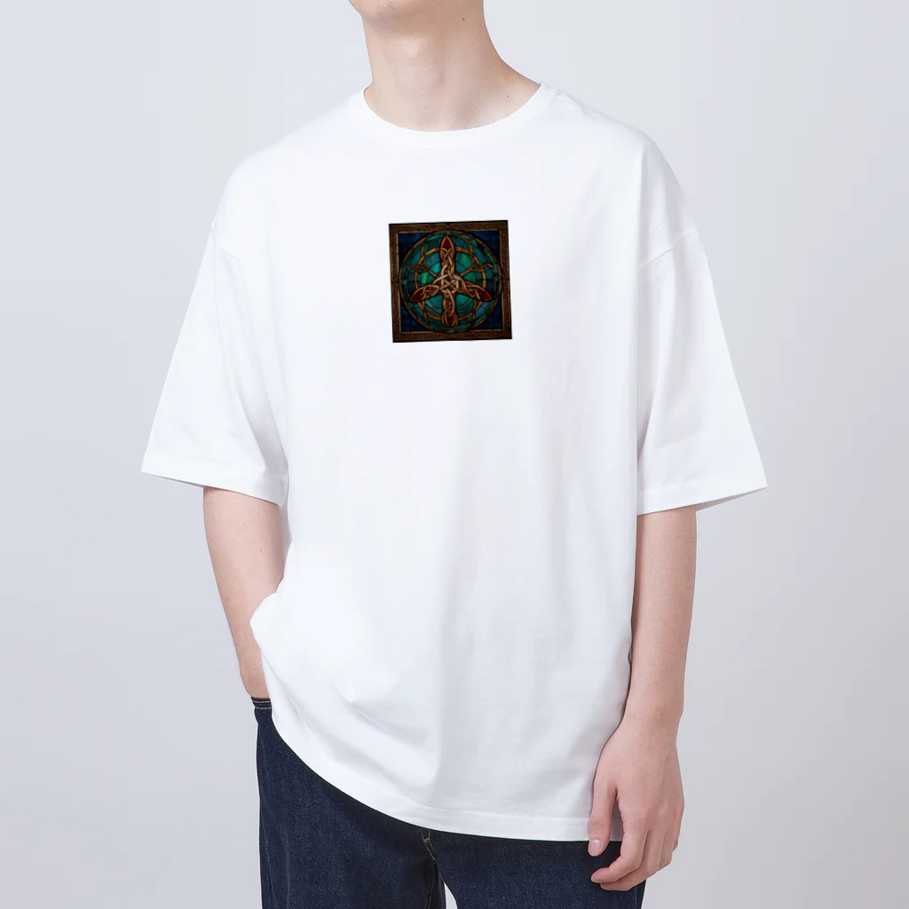 ganeshaのケルトの結び目工芸ステンドグラス Oversized T-Shirt