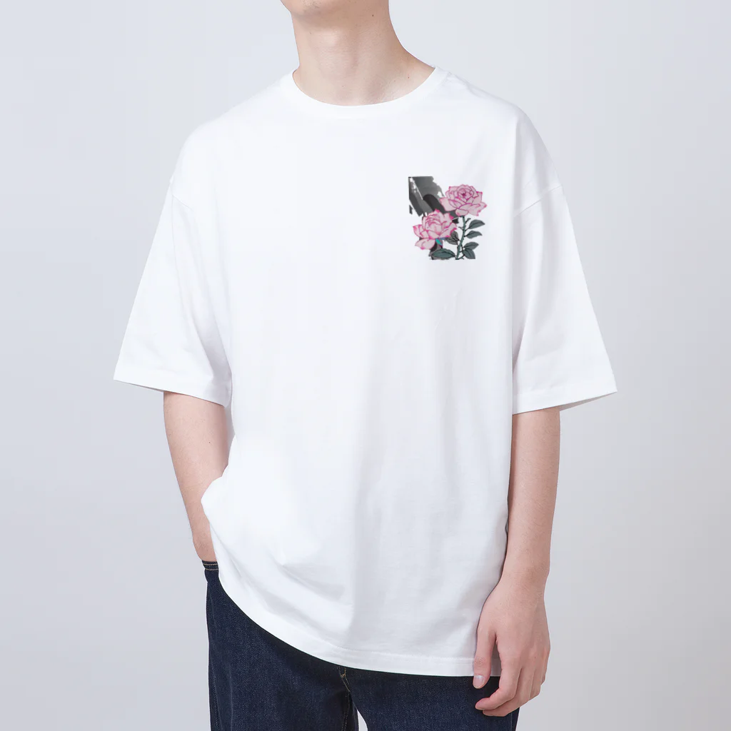 RetrowaveFlowerのRetrowaveFlower-薔薇(ピンク)- オーバーサイズTシャツ