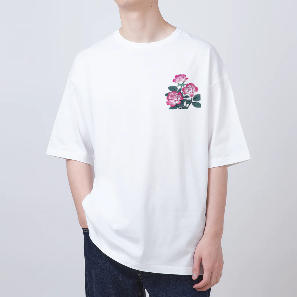 RetrowaveFlowerのRetrowaveFlower-薔薇(ピンク)- オーバーサイズTシャツ