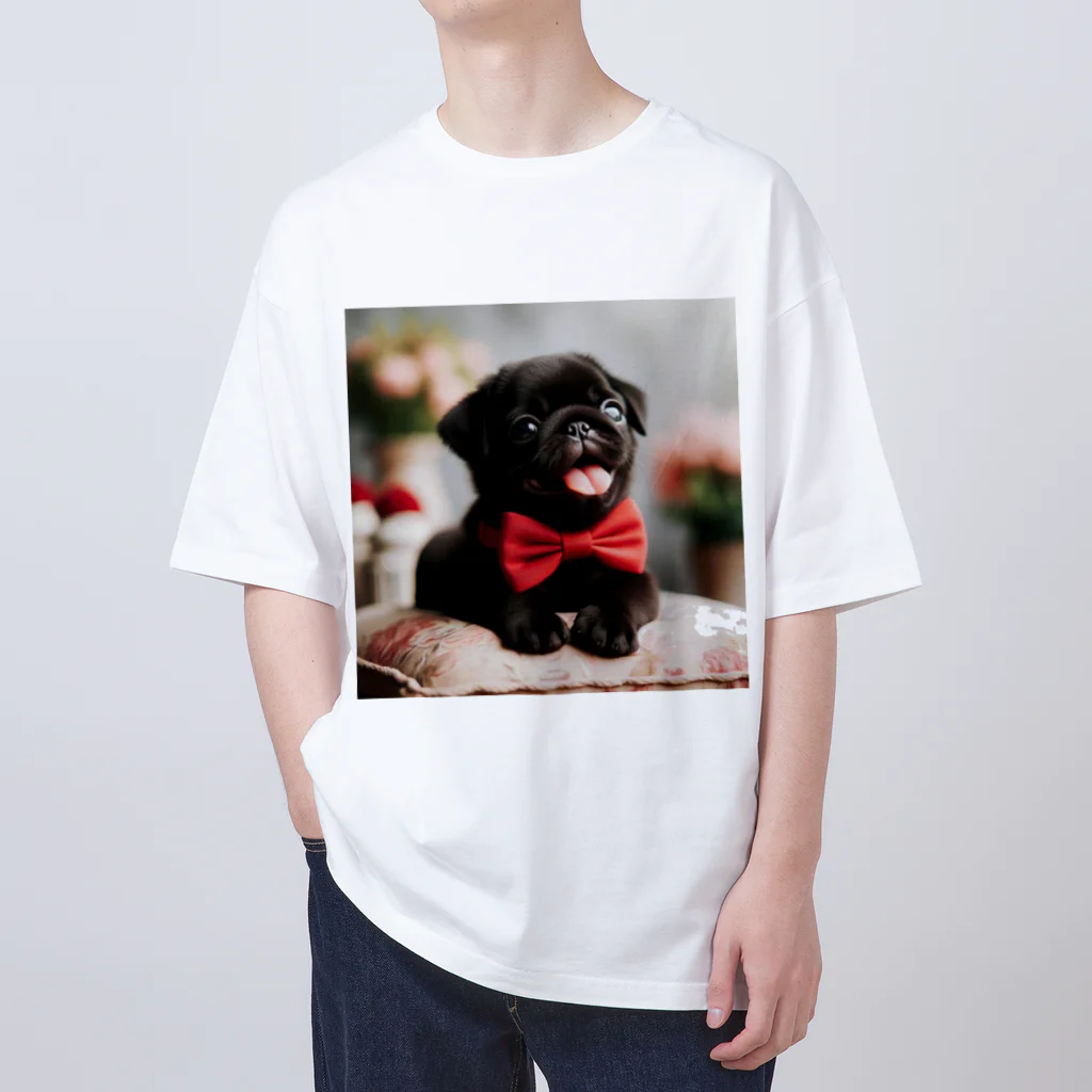 黒パグ🖤Black Pug laboratory🖤のcute Pug series Oversized T-Shirt