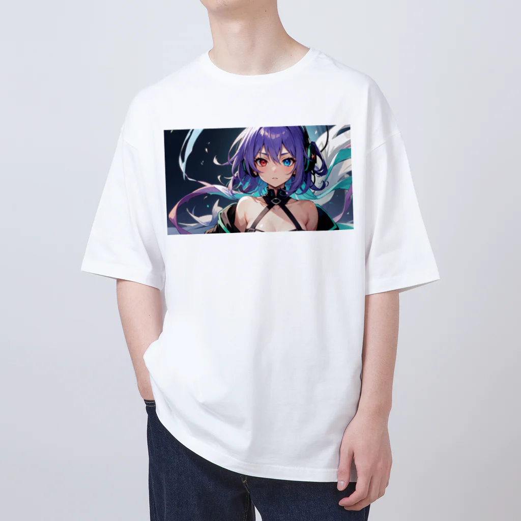 pukurou2096の紫髪のオッドアイ美少女 オーバーサイズTシャツ