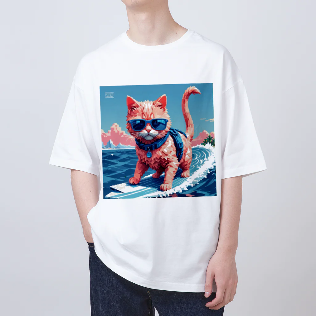 メロンパン猫のサーファーキャット オーバーサイズTシャツ