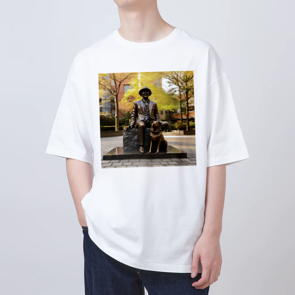 AQUAMETAVERSEの人と犬の銅像　なでしこ1478 Oversized T-Shirt