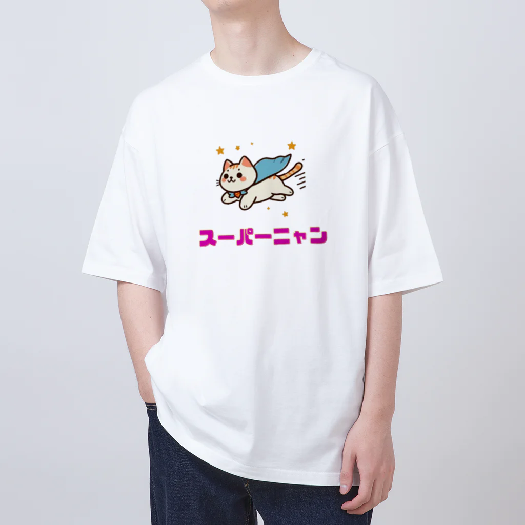 Lemon_teaの動物イラスト　スーパーニャン オーバーサイズTシャツ