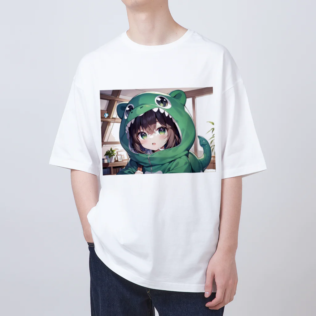 neko_28の恐竜の着ぐるみを着た女の子 Oversized T-Shirt