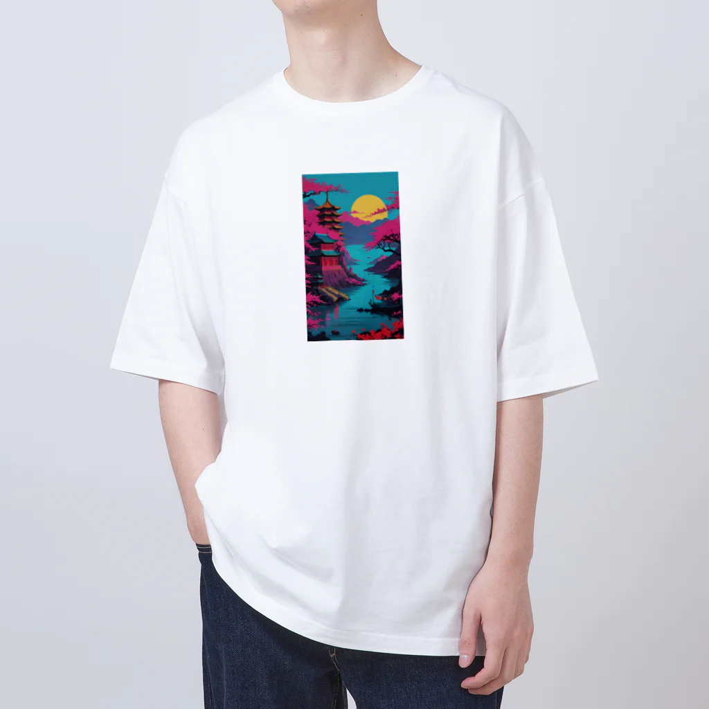 thedarkesthourのアジア　中国　日本　寺院　月夜　プレゼント Oversized T-Shirt