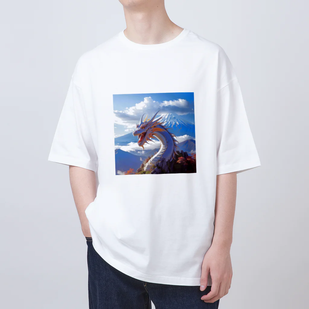 AsukaKotohaの快晴の富士山を喜ぶ龍 オーバーサイズTシャツ