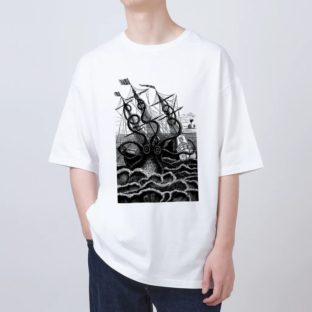 Saza-nami Antique designの海の怪物、クラーケン！！ Oversized T-Shirt