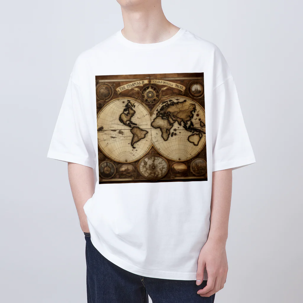 Steampunk Creations屋のスチームパンク世界地図 Oversized T-Shirt