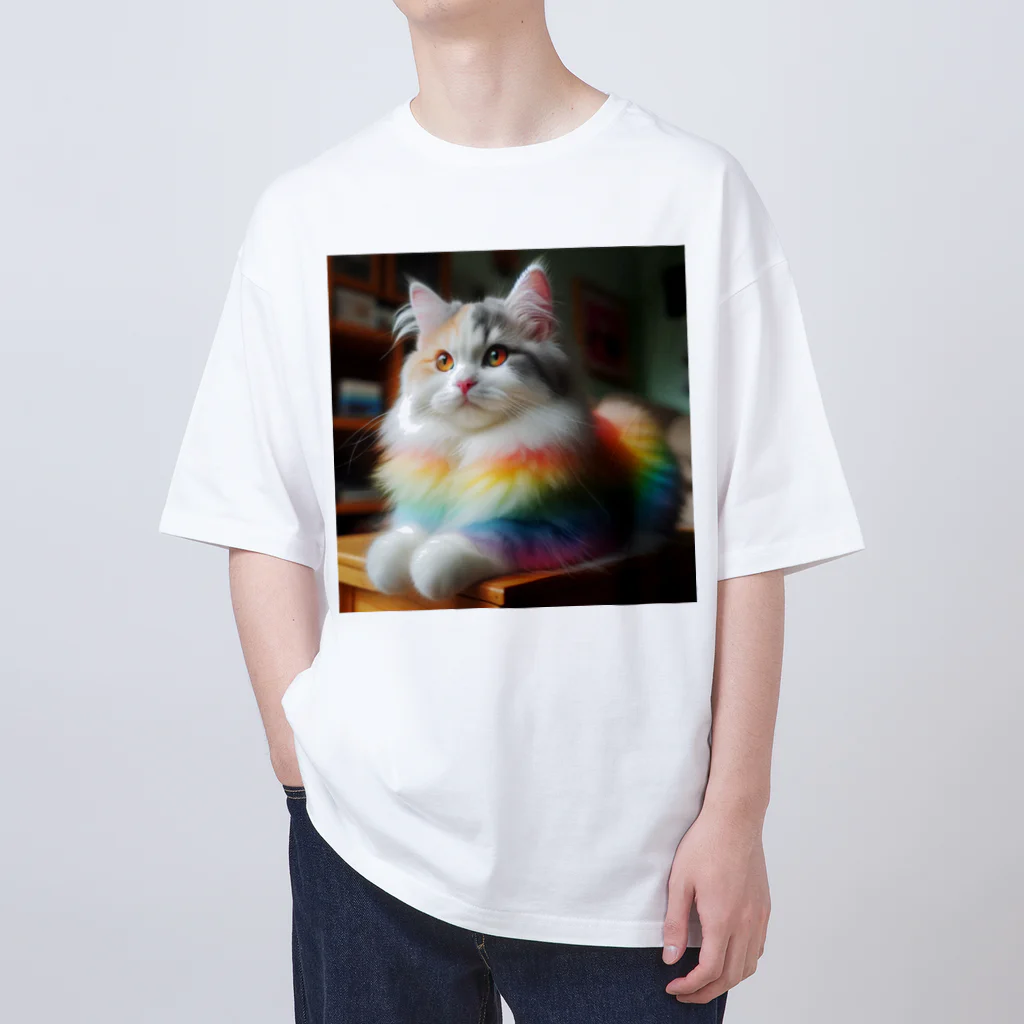 Creation CATの虹色CAT オーバーサイズTシャツ