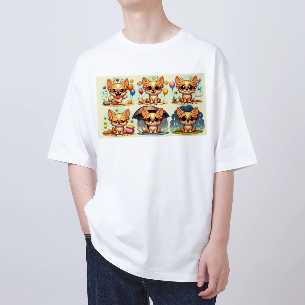 kutachanelのロングコートチワワのアニメ Oversized T-Shirt