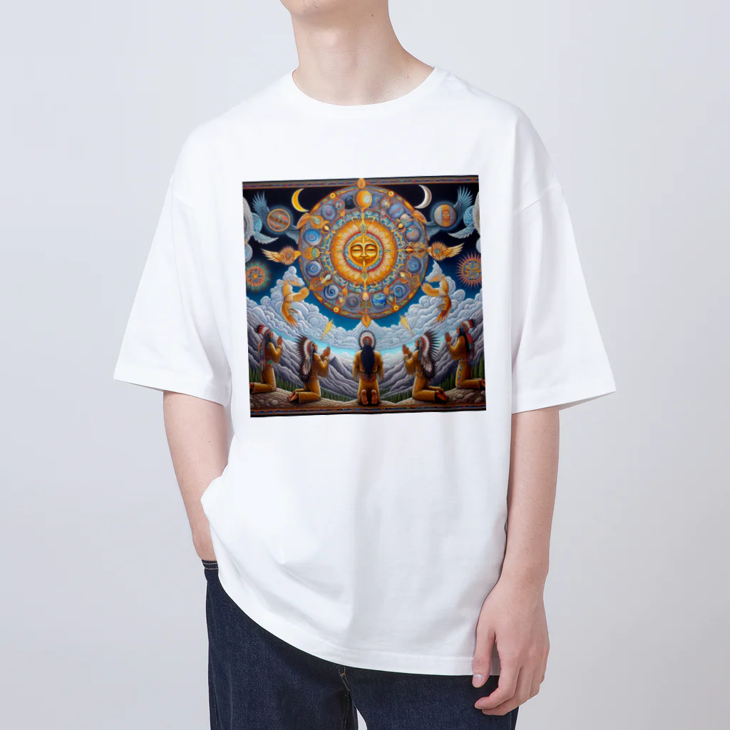 MKTU51の月　太陽　大地への祈り3 Oversized T-Shirt