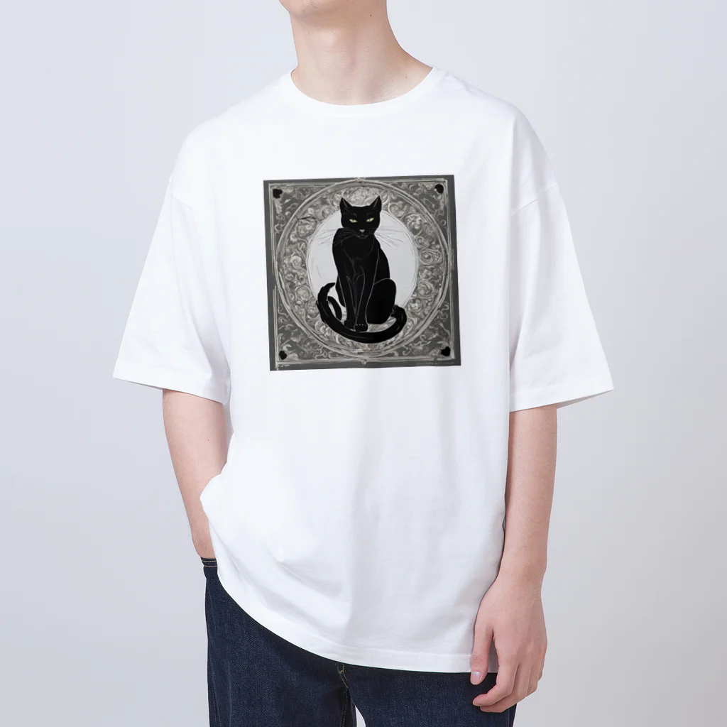 動物デザイングッズの黒猫 オーバーサイズTシャツ