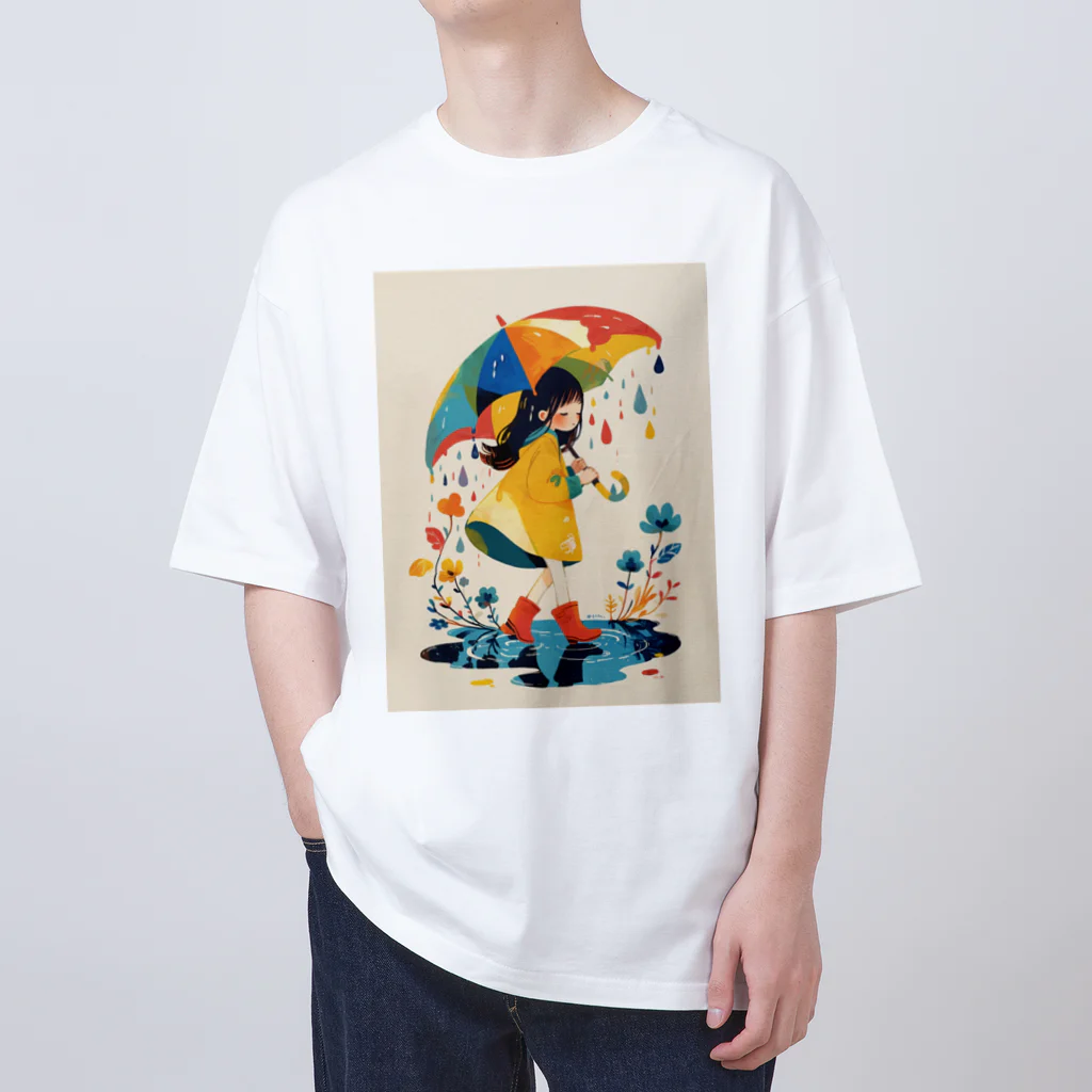 AQUAMETAVERSEのカラフルな雨の日  Hime  2530 Oversized T-Shirt