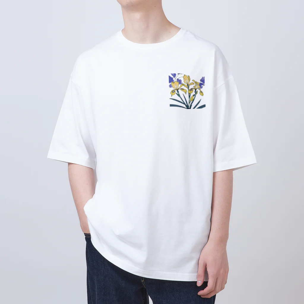 RetrowaveFlowerのRetrowaveFlower-ハナショウブ- Oversized T-Shirt