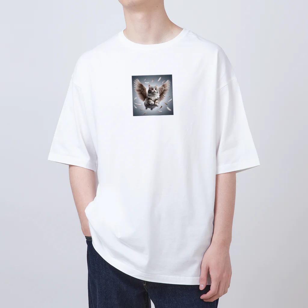 oz-chanの空飛ぶ猫リアル風4 オーバーサイズTシャツ