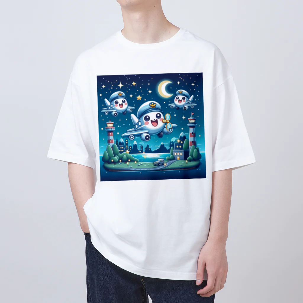 キャラクターズのキラキラ夜景飛行くん Oversized T-Shirt