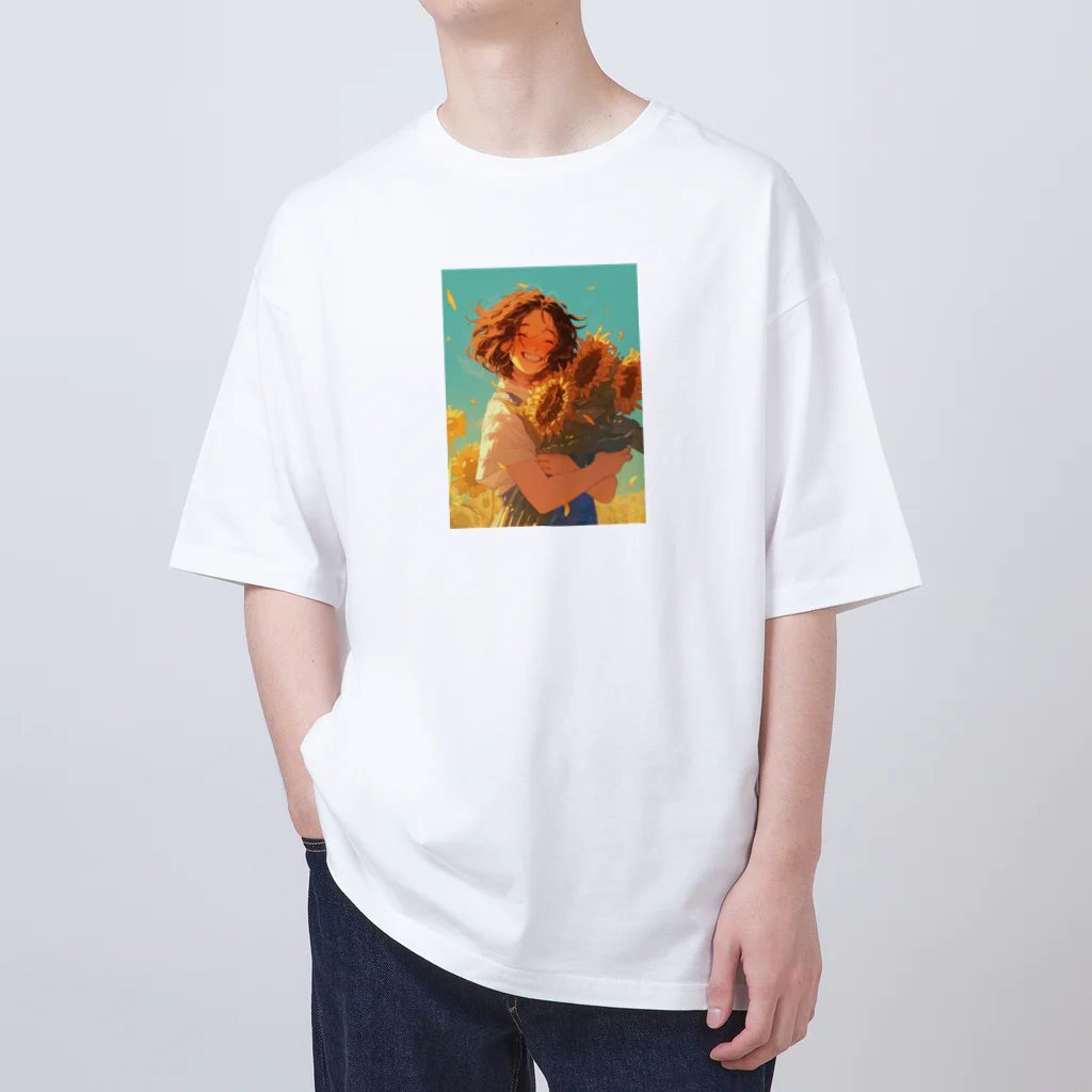 AQUAMETAVERSEのひまわり畑でキラキラ笑顔　BLUE PLUM  691 Oversized T-Shirt