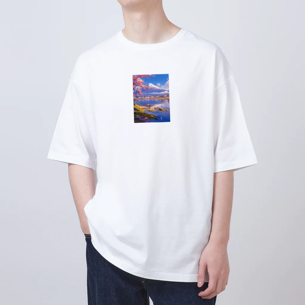 AQUAMETAVERSEの富士山とさくら Oversized T-Shirt