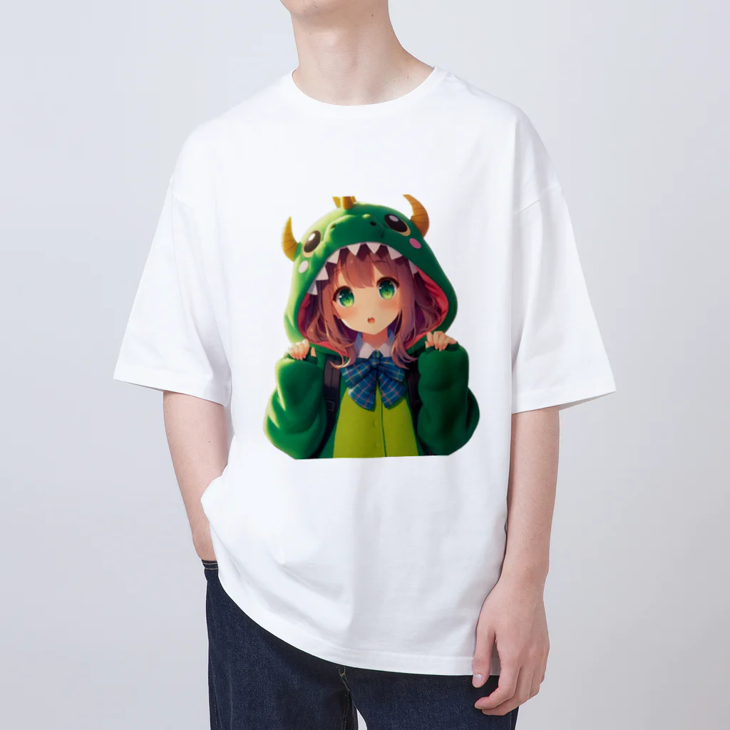 ドラゴンとわたしのドラ娘！グリーン オーバーサイズTシャツ